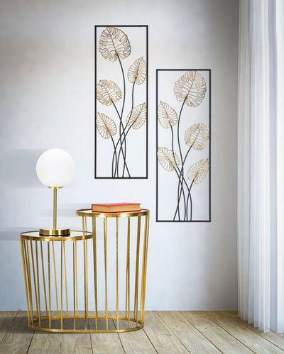 Pannello verticale da muro in metallo colore oro e nero design moderno cm 31X2X90h