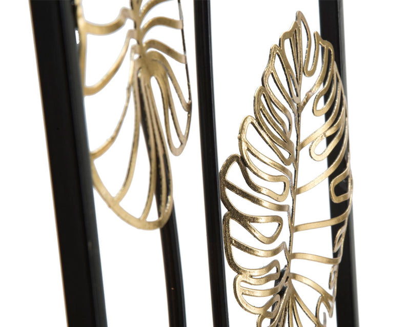 Pannello verticale da muro in metallo colore oro e nero design moderno cm 31X2X90h