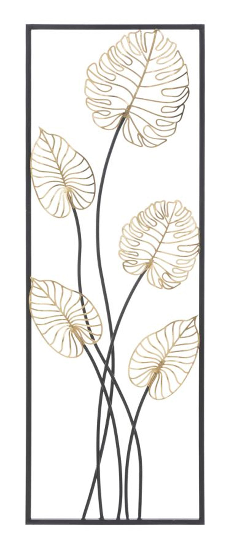 Pannello verticale da muro in metallo colore oro e nero design moderno cm 31X2X90h