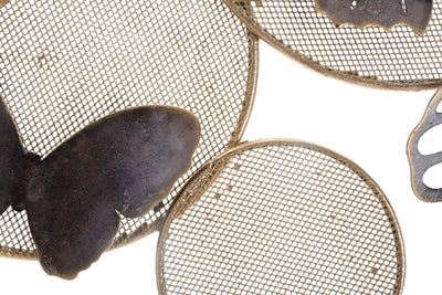 Pannello da appendere decorativo in metallo dorato con farfalle cm 66x5x39h