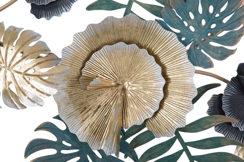 pannello moderno in metallo 3D con fiori e foglie