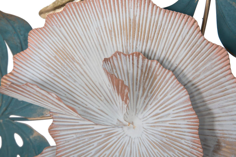 pannello moderno in metallo 3D con fiori e foglie