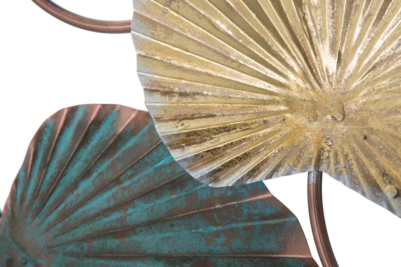 Decorazione a parete in metallo 3D con foglie colorate cm 117x4x62h