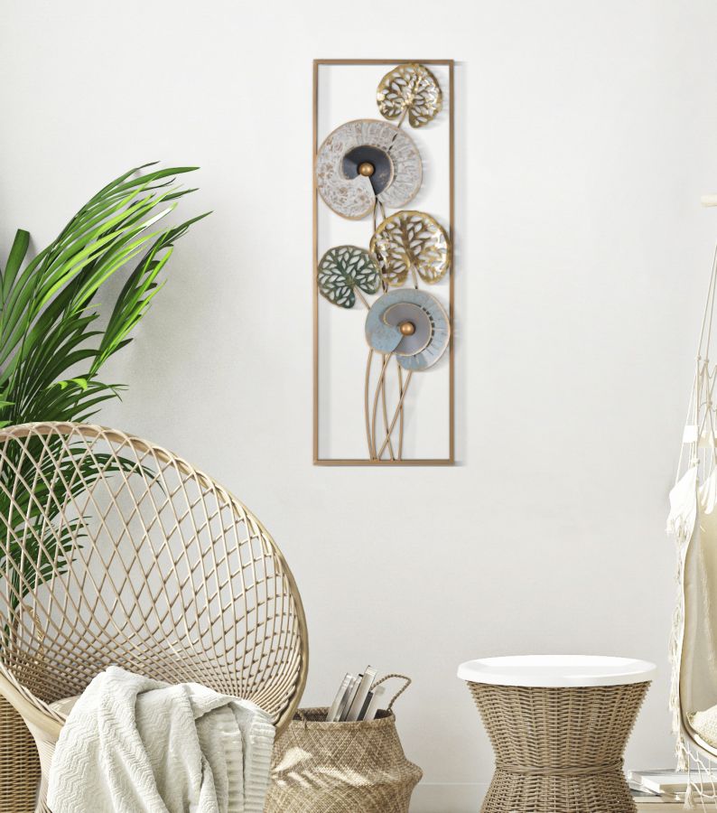 Pannello moderno da parete decorativo quadretto in metallo 3D cm 31x5x90h