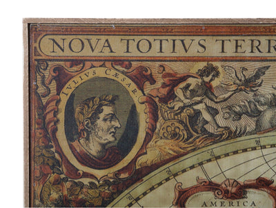 Quadro pannello decorativo in legno con mappamondo cm 120x3x80h