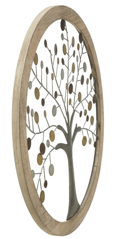 Pannello decorativo in legno e metallo rotondo design moderno cm Ø 59x2