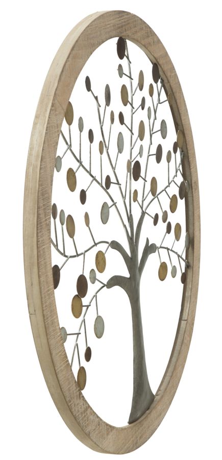 Pannello decorativo in legno e metallo rotondo design moderno cm Ø 59x2