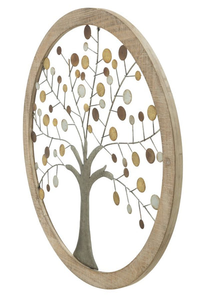 Pannello decorativo in legno e metallo rotondo design moderno cm Ø 59x2