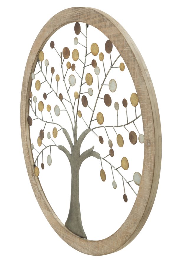 Pannello decorativo in legno e metallo rotondo design moderno cm Ø 59x2