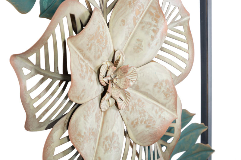 Pannello verticale in metallo 3D colorato con fiori cm 31x4x90h