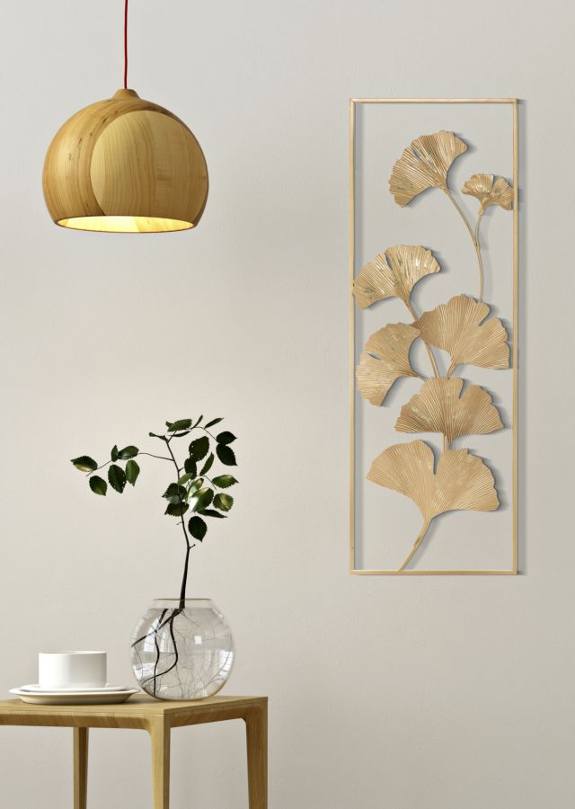 Pannello decorativo verticale con cornicetta in metallo dorato cm 31x4x89h