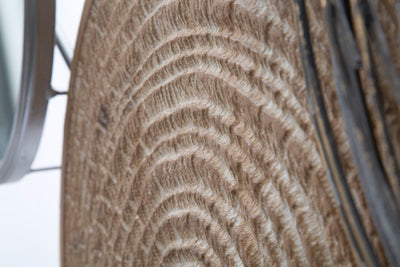 Pannello decorativo stile etnico in legno e metallo con specchio cm 107x8x77h