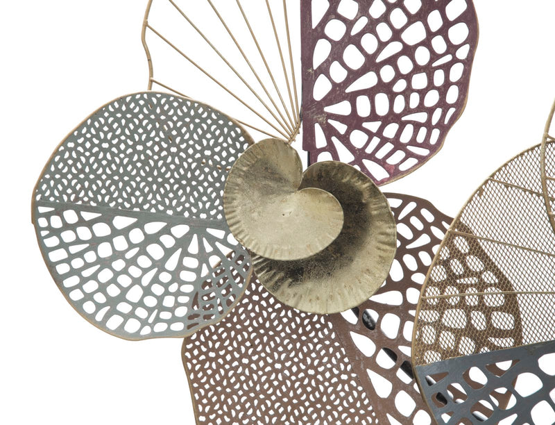Decorazione a parete in metallo 3D con foglie in metallo cm 91x7x45h