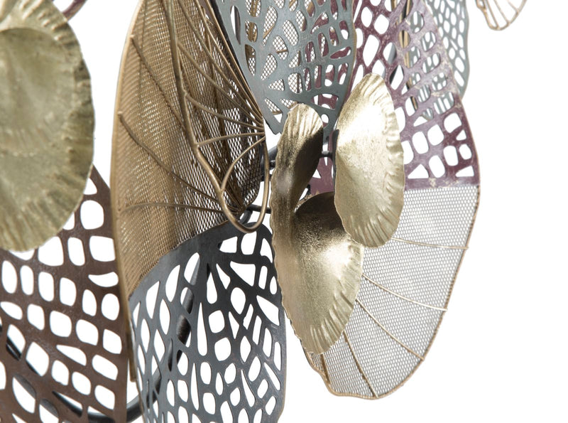 Decorazione a parete in metallo 3D con foglie in metallo cm 91x7x45h