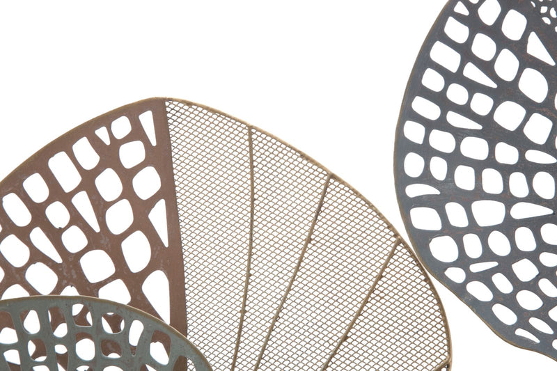 Decorazione a parete in metallo 3D con foglie in metallo cm 91x7x45h