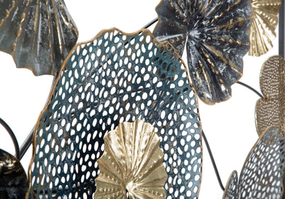 Pannello da parete decorativo in metallo 3D con foglie cm 134x8x68h