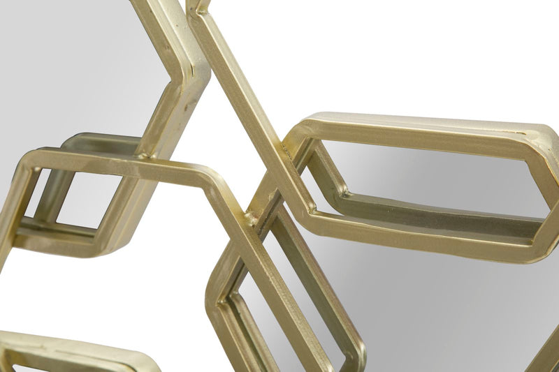 Decorazione da parete con esagoni in metallo dorato e specchietti cm 87x2x40h
