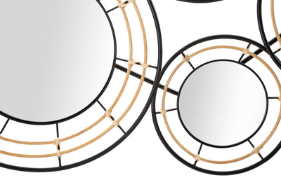 Decorazione da  parete stile industrial in metallo rattan con specchi cm 111x9x59h