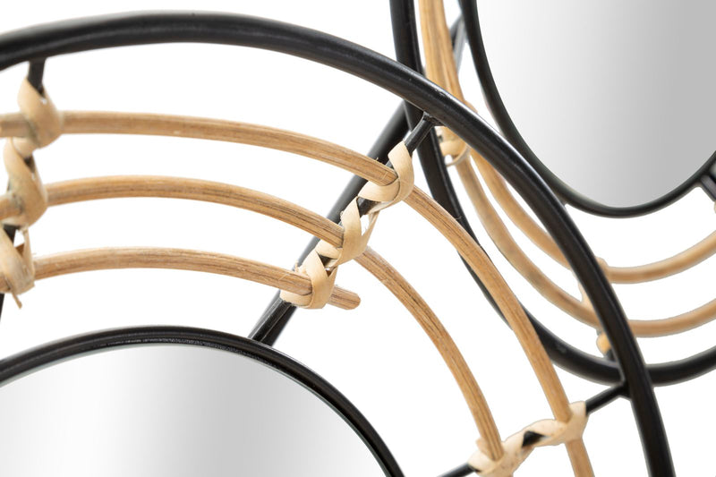 Decorazione da  parete stile industrial in metallo rattan con specchi cm 111x9x59h