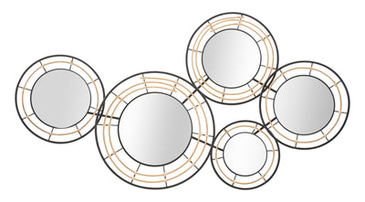 Decorazione da  parete stile industrial in metallo rattan con specchi cm 111x9x59h