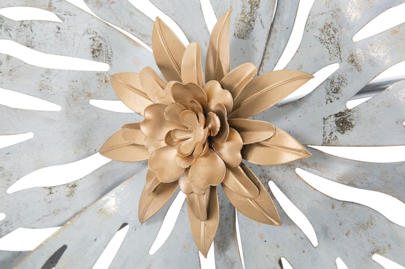 Decorazione moderna da parete in metallo con fiori cm 140x10x74h