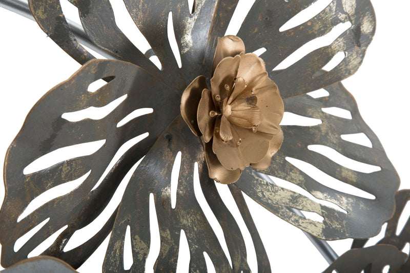 Decorazione moderna da parete in metallo con fiori cm 140x10x74h