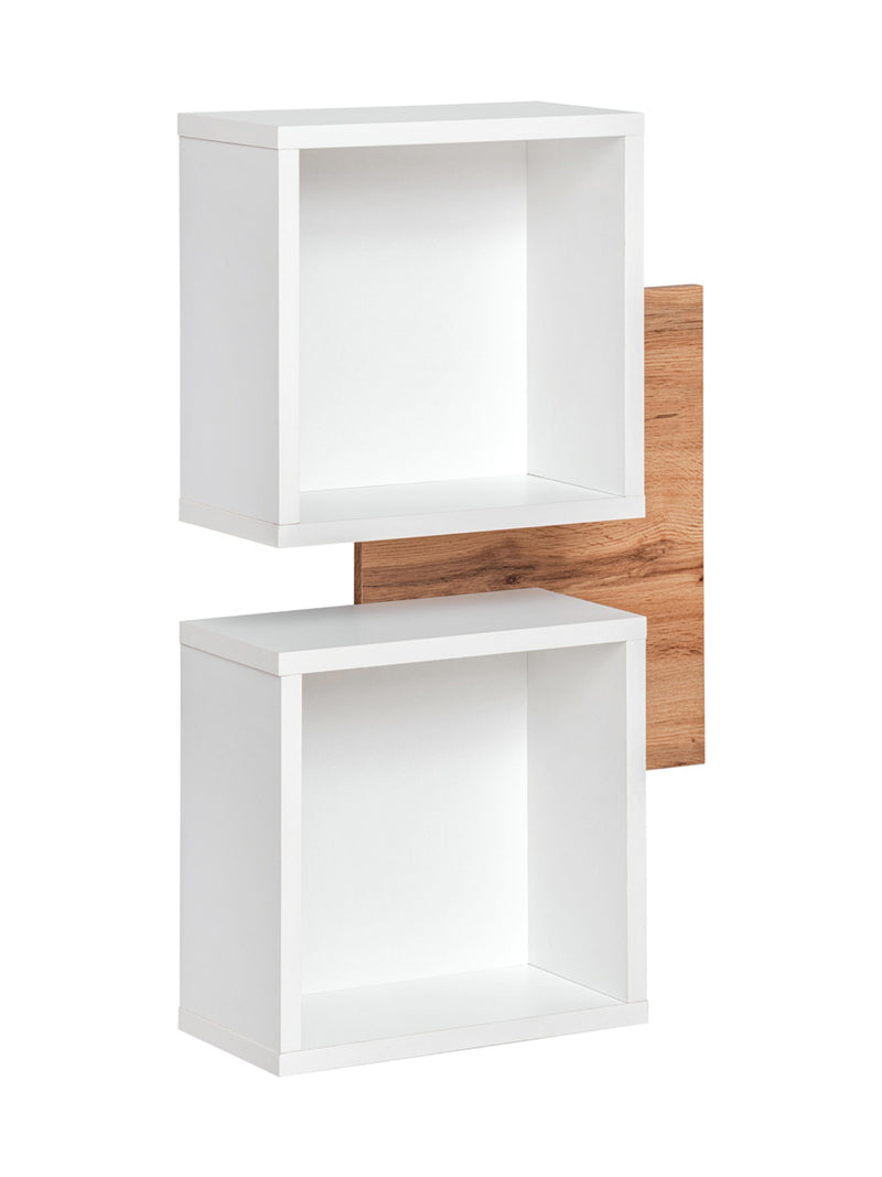 Ofemia - Set ingresso con pensili e vani bianco opaco e rovere cm 100x30x170h