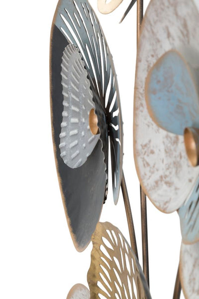 Pannello decorativo moderno in metallo 3D con fiori cm 70x5x102h