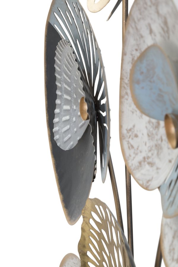 Pannello decorativo moderno in metallo 3D con fiori cm 70x5x102h