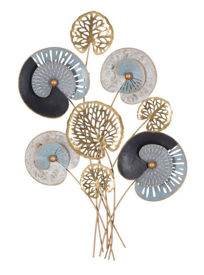 Pannello decorativo moderno in metallo 3D con fiori cm 70x5x102h