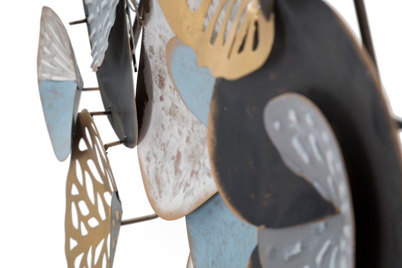 Decorazione da parete design moderno con fiori stilizzati cm 111x7x64h