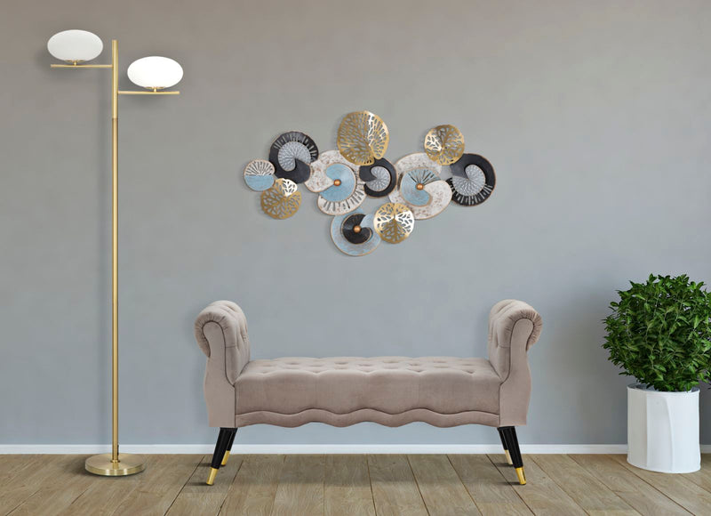 Decorazione da parete design moderno con fiori stilizzati cm 111x7x64h