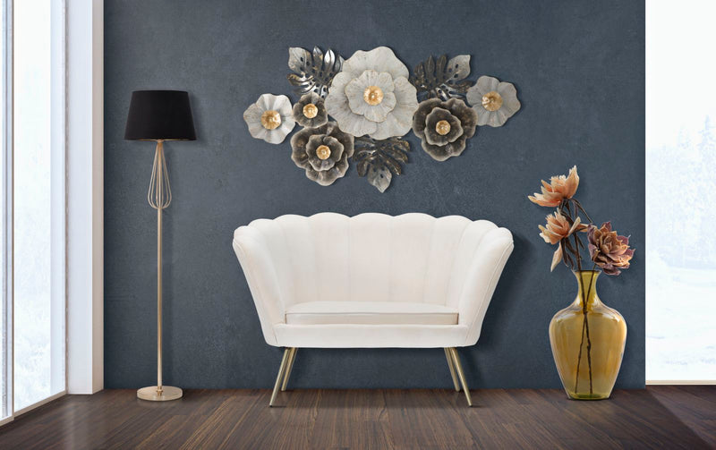 Pannello decorativo moderno per ingresso in metallo 3D cm 132x7x71h