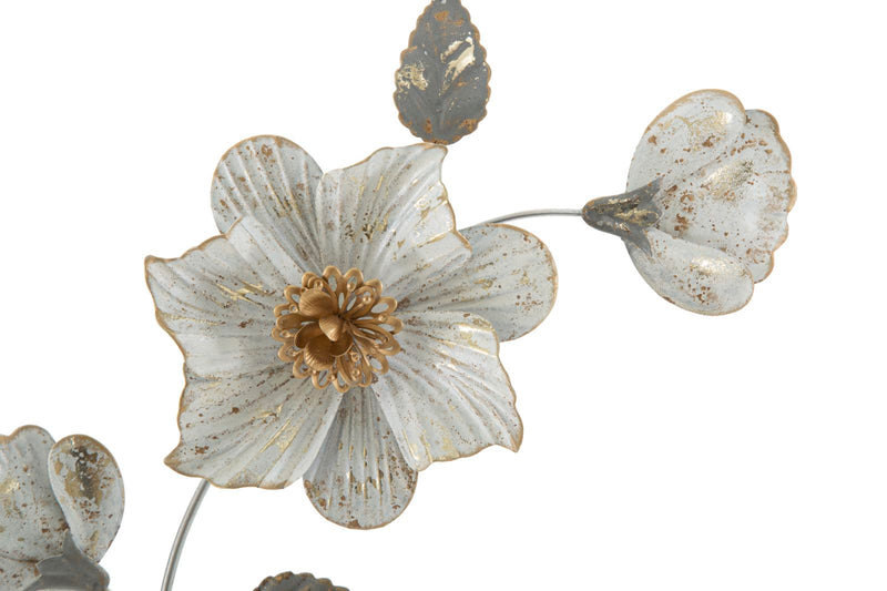 Decorazione parete moderna in metallo con fiori e cornice cm 50x5x90h