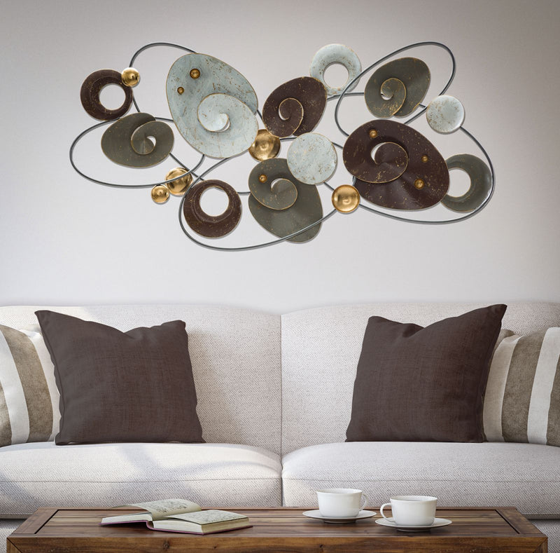 Decorazione a parete in metallo 3d composizione astratta cm 120x6x58h