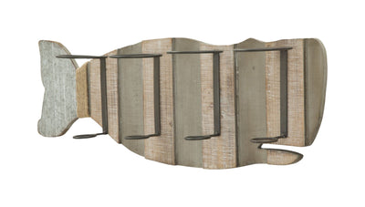 Pannello portabottiglie da parete modello balena in legno e ferro cm 80x12,5x25h