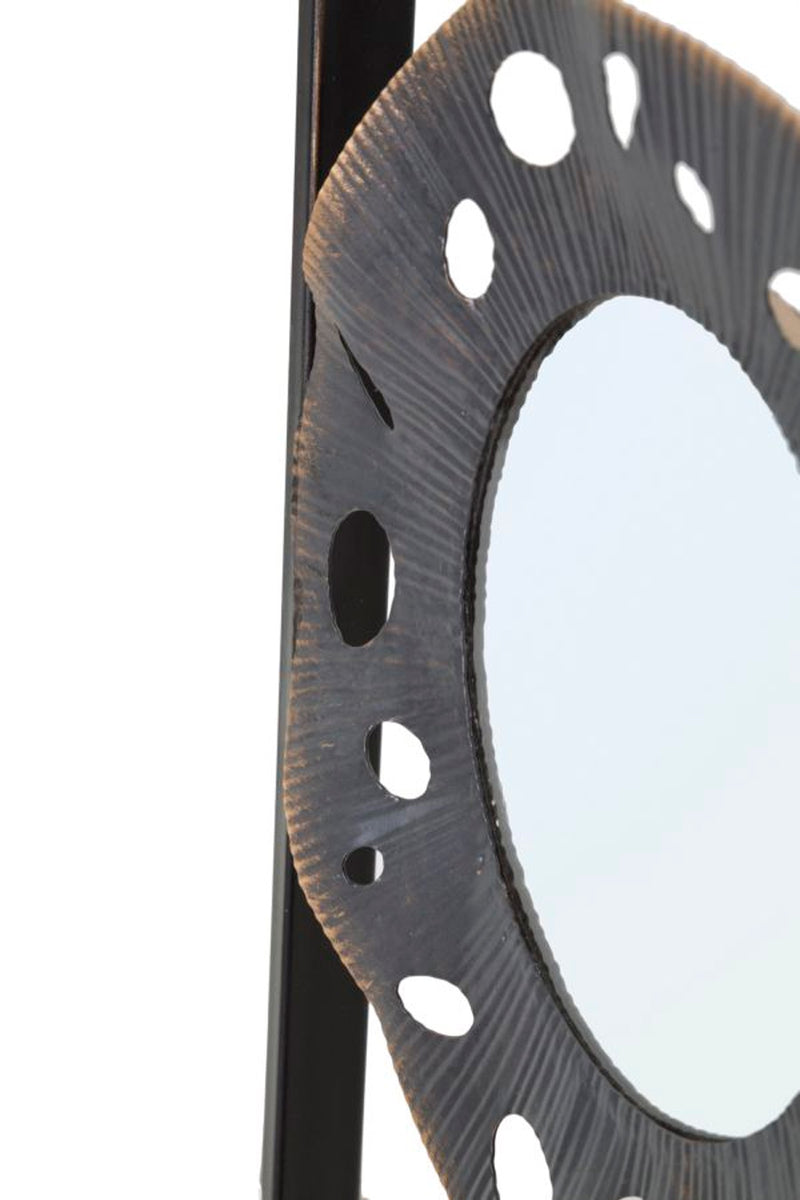 Pannello da muro verticale in metallo con cerchi e specchi design moderno cm 31X3X90h