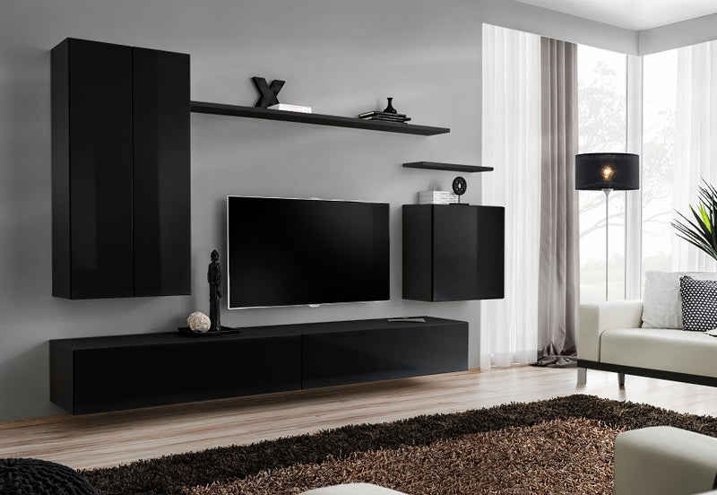 parete moderna da soggiorno colore nero