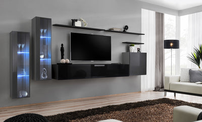 Marol - Parete attrezzata mobili soggiorno con vetrina e luci a led - vari colori