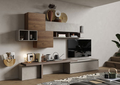 Kaduna - Parete attrezzata composizione living con base e vani a giorno - vari colori