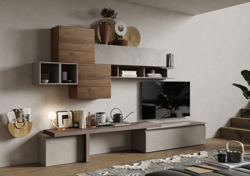 Kaduna - Parete attrezzata composizione living con base e vani a giorno - vari colori