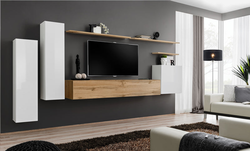 parete design quercia natura e bianco