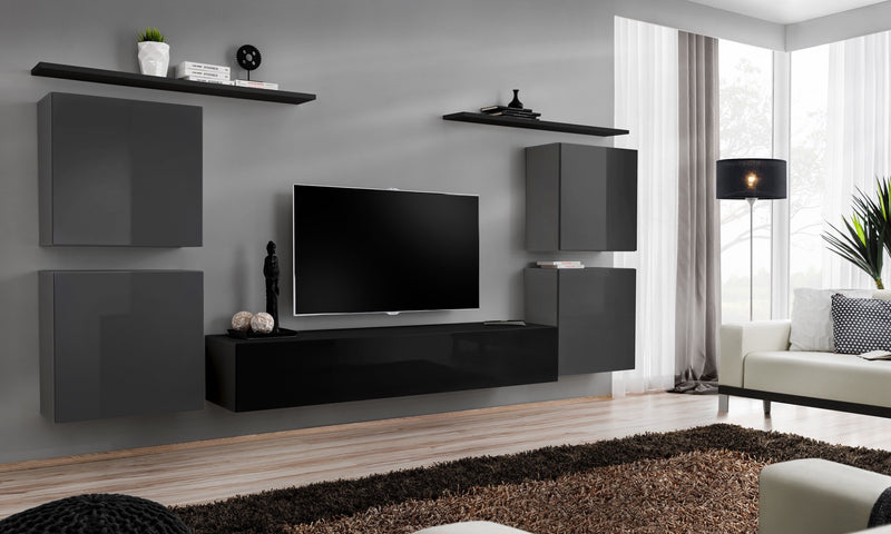 Violante - Parete componibile moderna sospesa con porta tv - vari colori