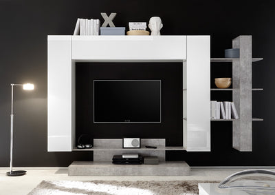 Almarosa - Parete attrezzata soggiorno con libreria e porta tv - vari colori