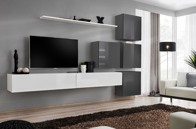 parete moderna attrezzata bianco e grigio