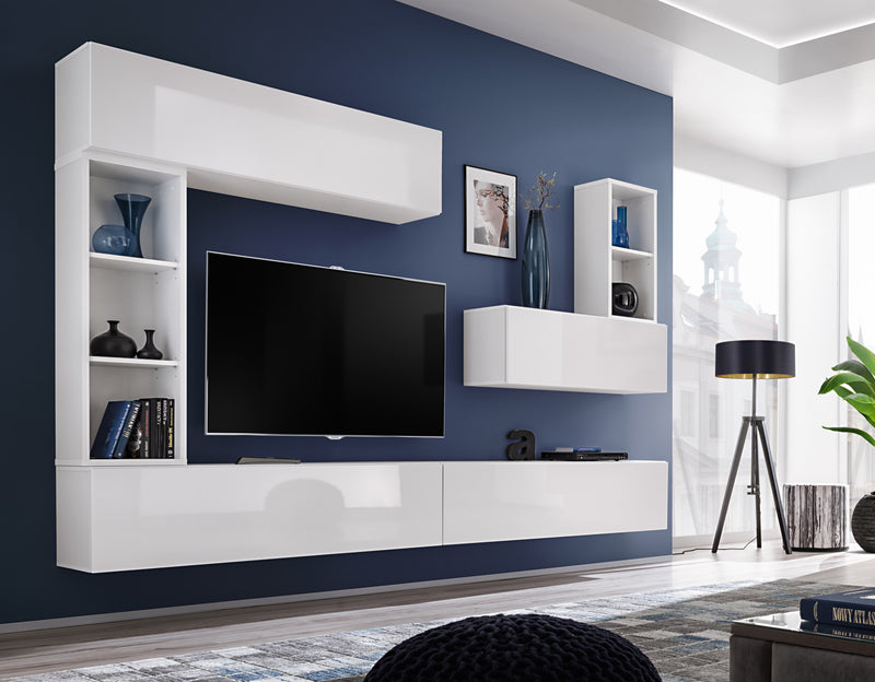 parete attrezzata sospesa moderna colore bianco