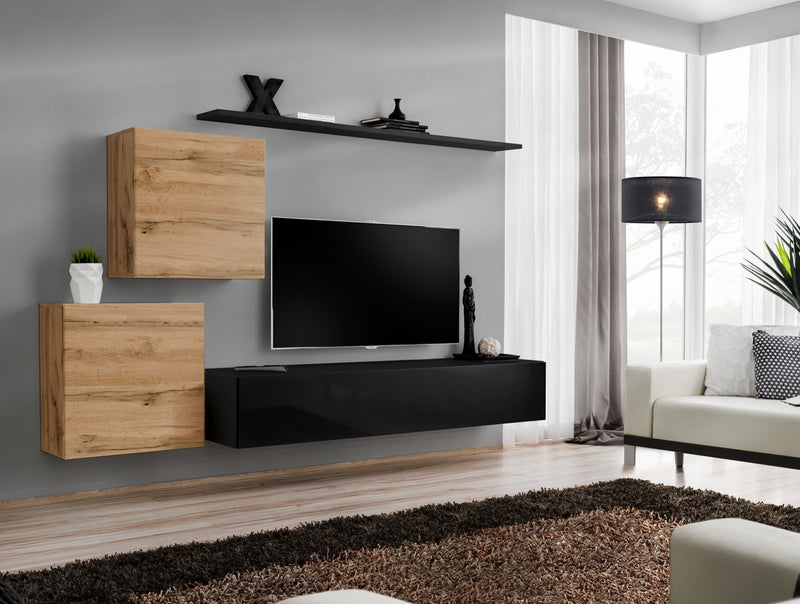 Dafne - Parete design mobili sospesi per soggiorno quercia natura - vari colori