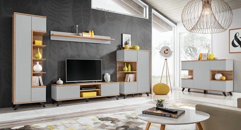 Algia - Credenza mobile soggiorno con ante e vani a giorno cm 90x40x134h