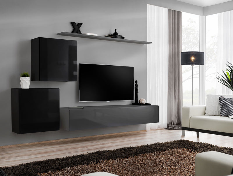 Cleofe - Parete design da salotto soggiorno mobili sospesi - vari colori