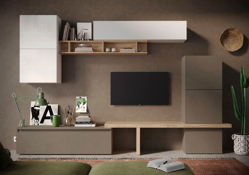 parete moderna living componibile in legno